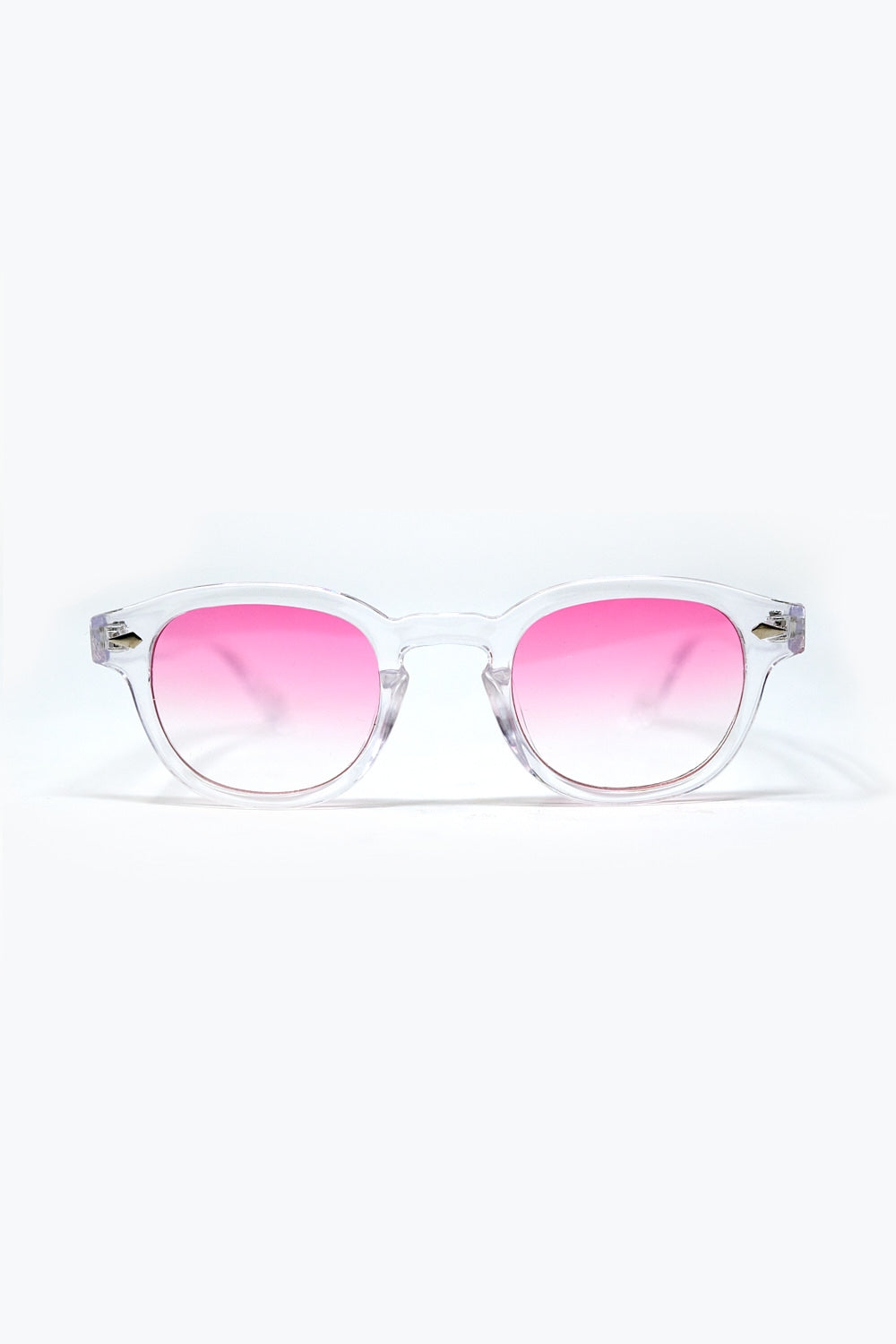 Lunettes de soleil rondes transparentes avec verre dégradé rose