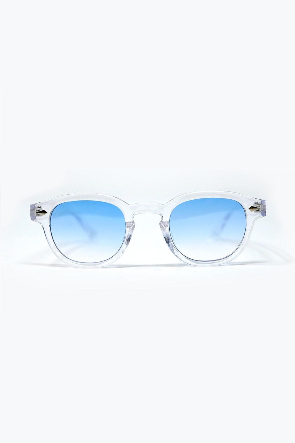 Lunettes de soleil rondes transparentes avec verre dégradé bleu clair