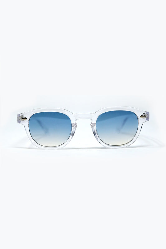 Lunettes de soleil rondes transparentes avec verre dégradé bleu