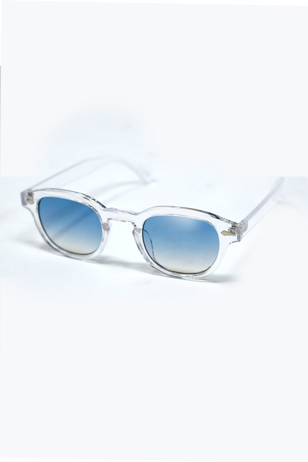 Lunettes de soleil rondes transparentes avec verre dégradé bleu