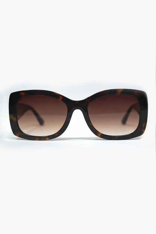 Lunettes de soleil ovales surdimensionnées en acétate marron
