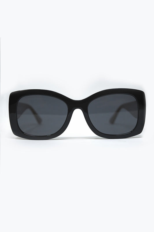 Lunettes de soleil ovales surdimensionnées noires en acétate