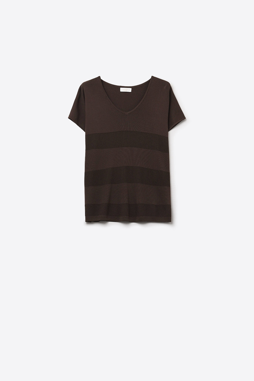 Pull en maille texturée rayée marron
