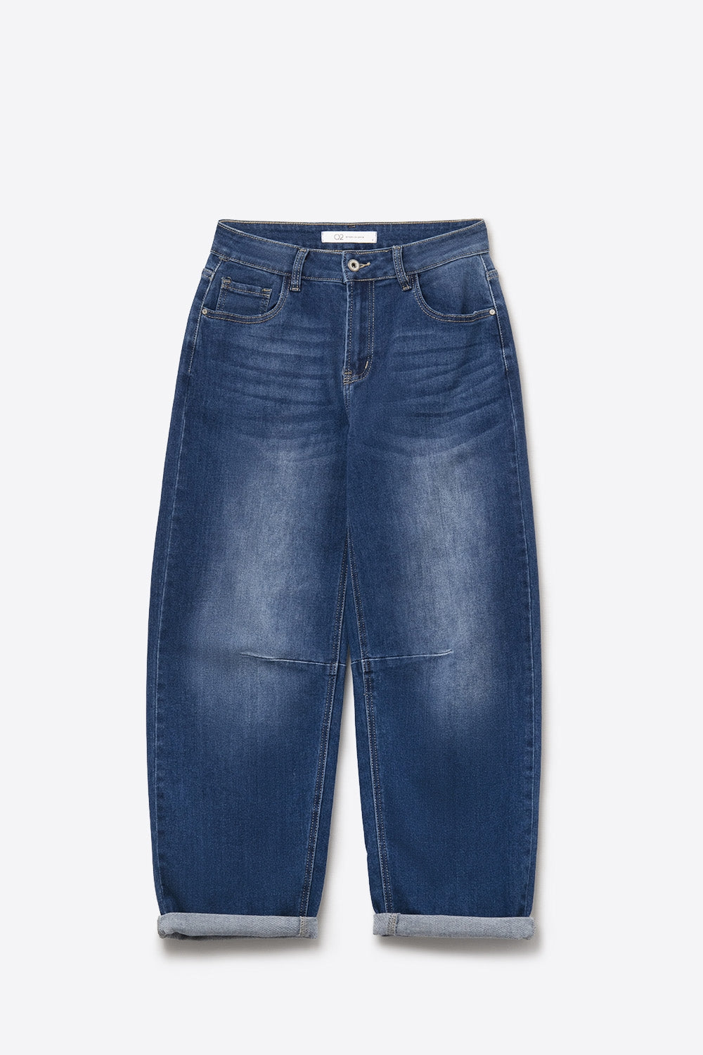 Jeans Basic Barrel Style en bleu moyen