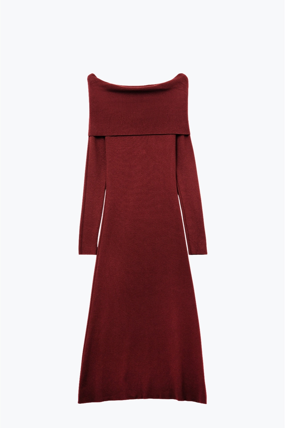 Robe longue à larges bretelles en tricot bordeaux