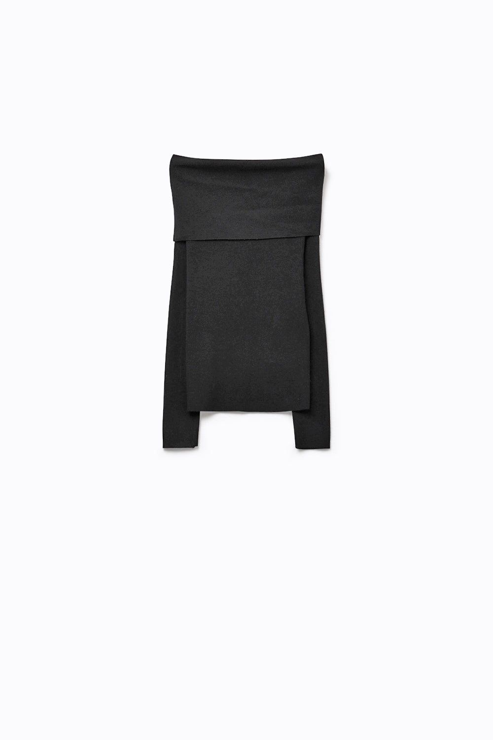 Top en tricot à col bateau et épaules courtes noir