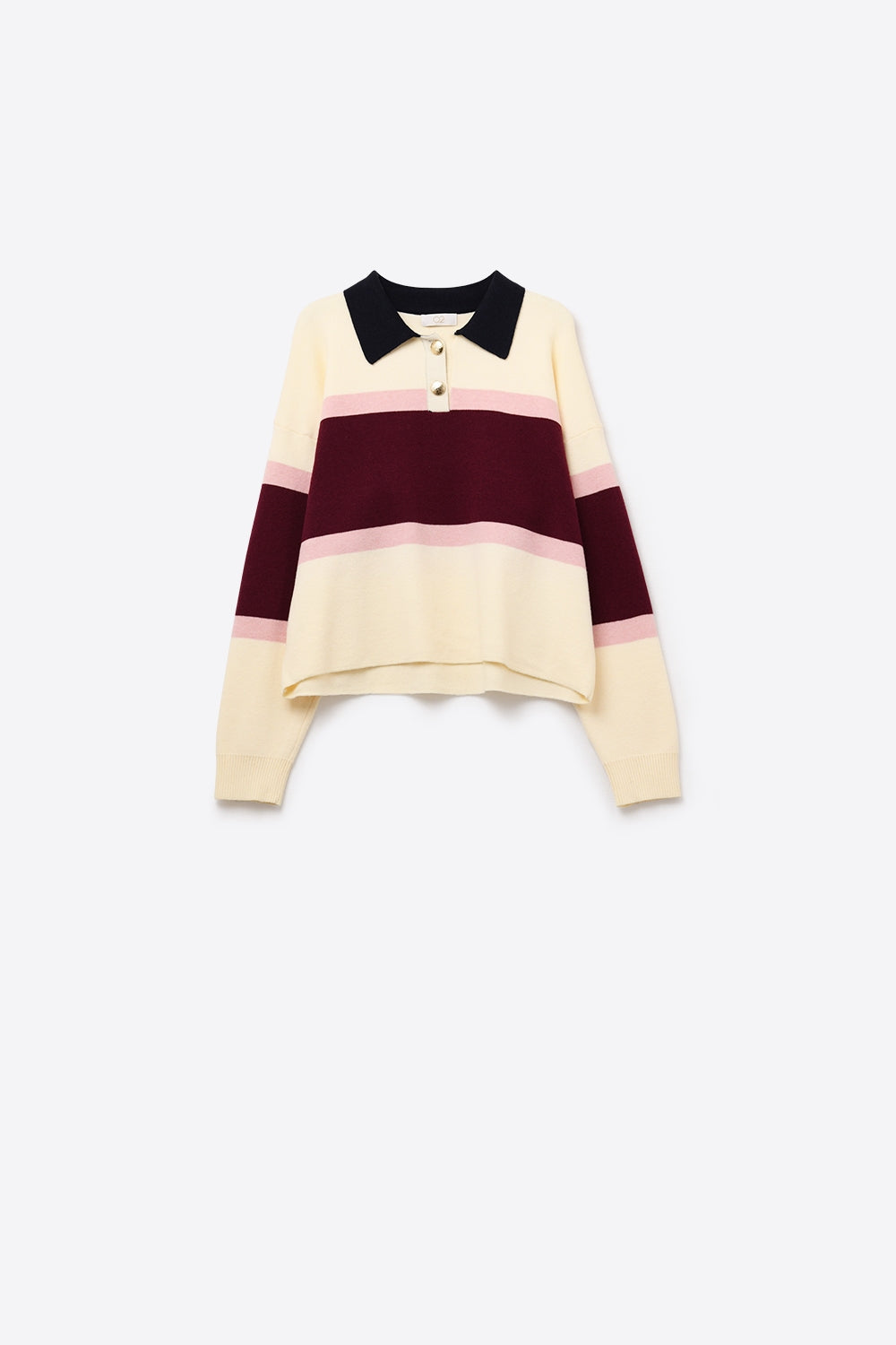 Pull en tricot rayé marron avec boutons