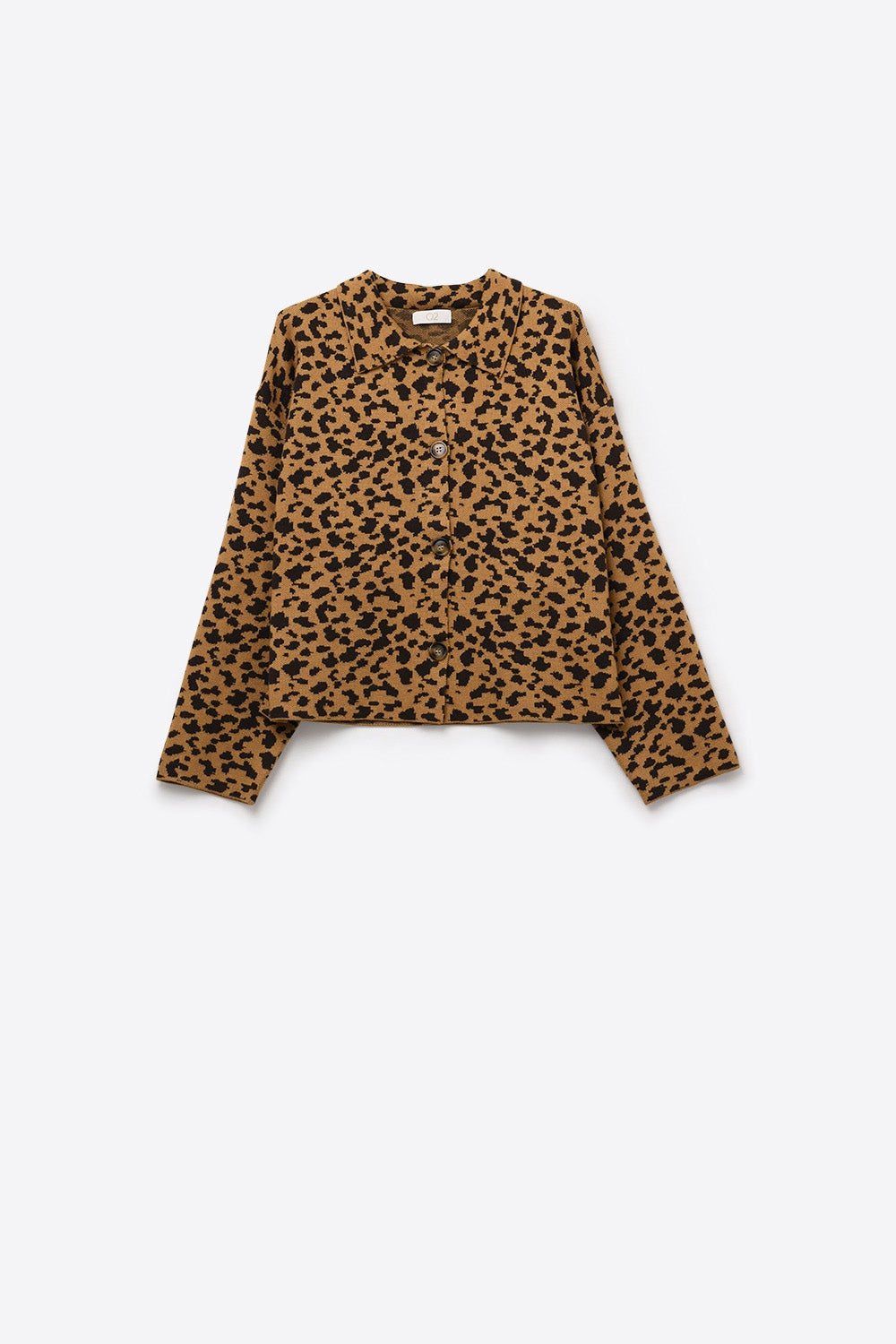 Cardigan décontracté à col polo imprimé guépard