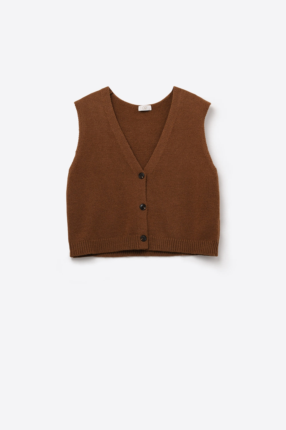 Gilet court en tricot marron chocolat
