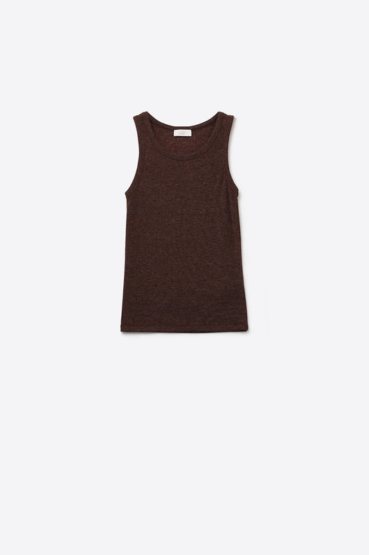 Débardeur de base en tricot super doux marron chocolat