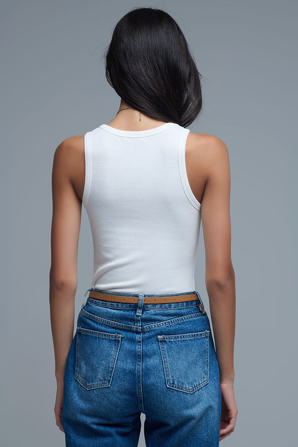 Débardeur de base en tricot super doux crème