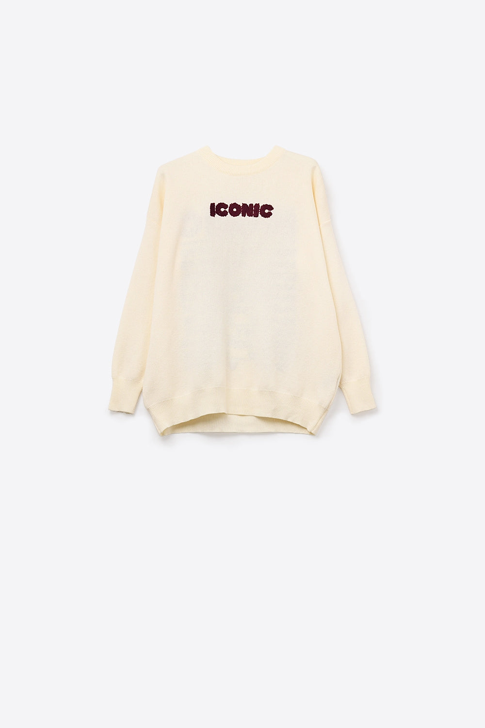 Pull ICONIC brodé avec imprimé Global Tour dans le dos en crème