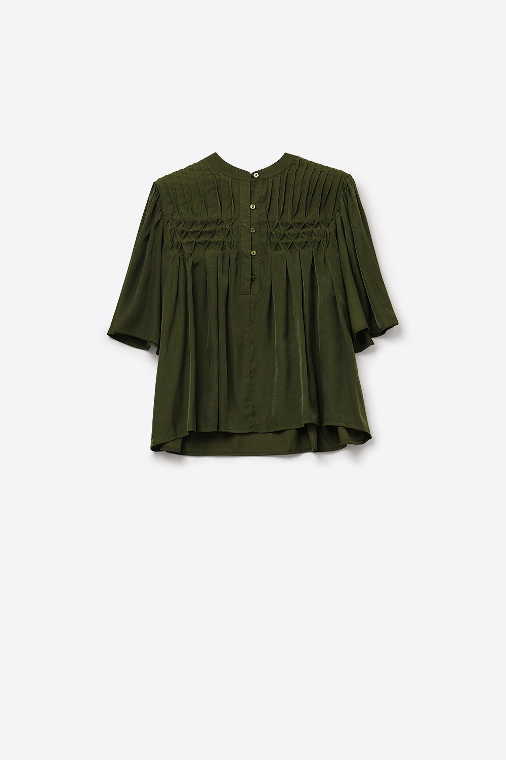 Chemisier vert décontracté de style bohème avec détails brodés