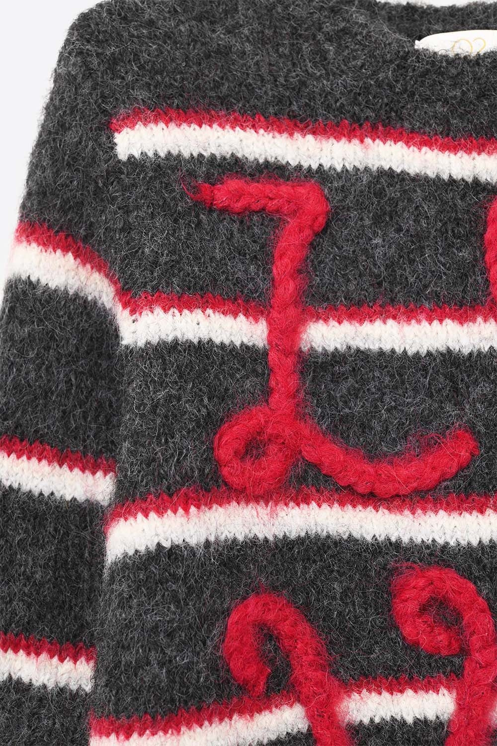 Pull Love brodé à manches courtes en gris foncé