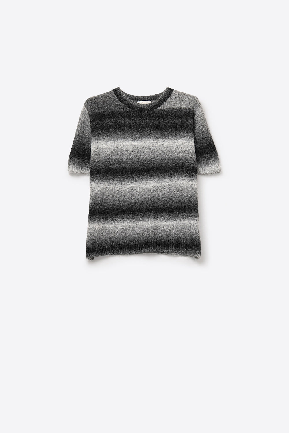 Pull rayé ombré à manches courtes en gris