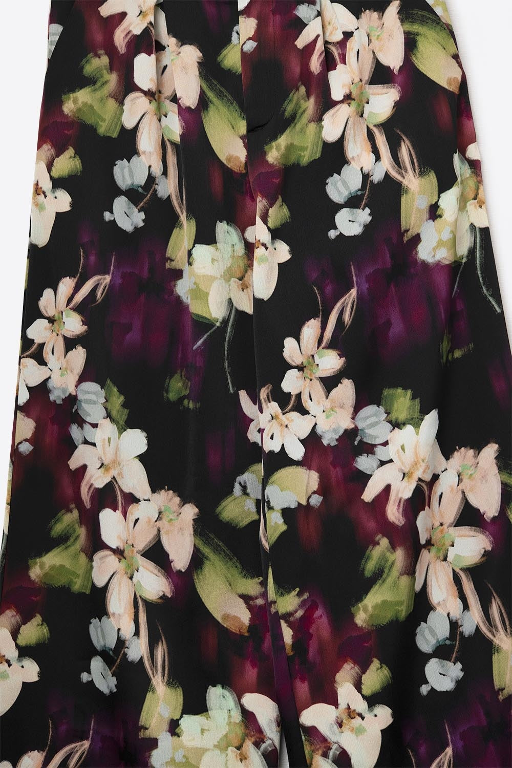 Pantalon fluide à imprimé floral en tissu satiné avec poches latérales