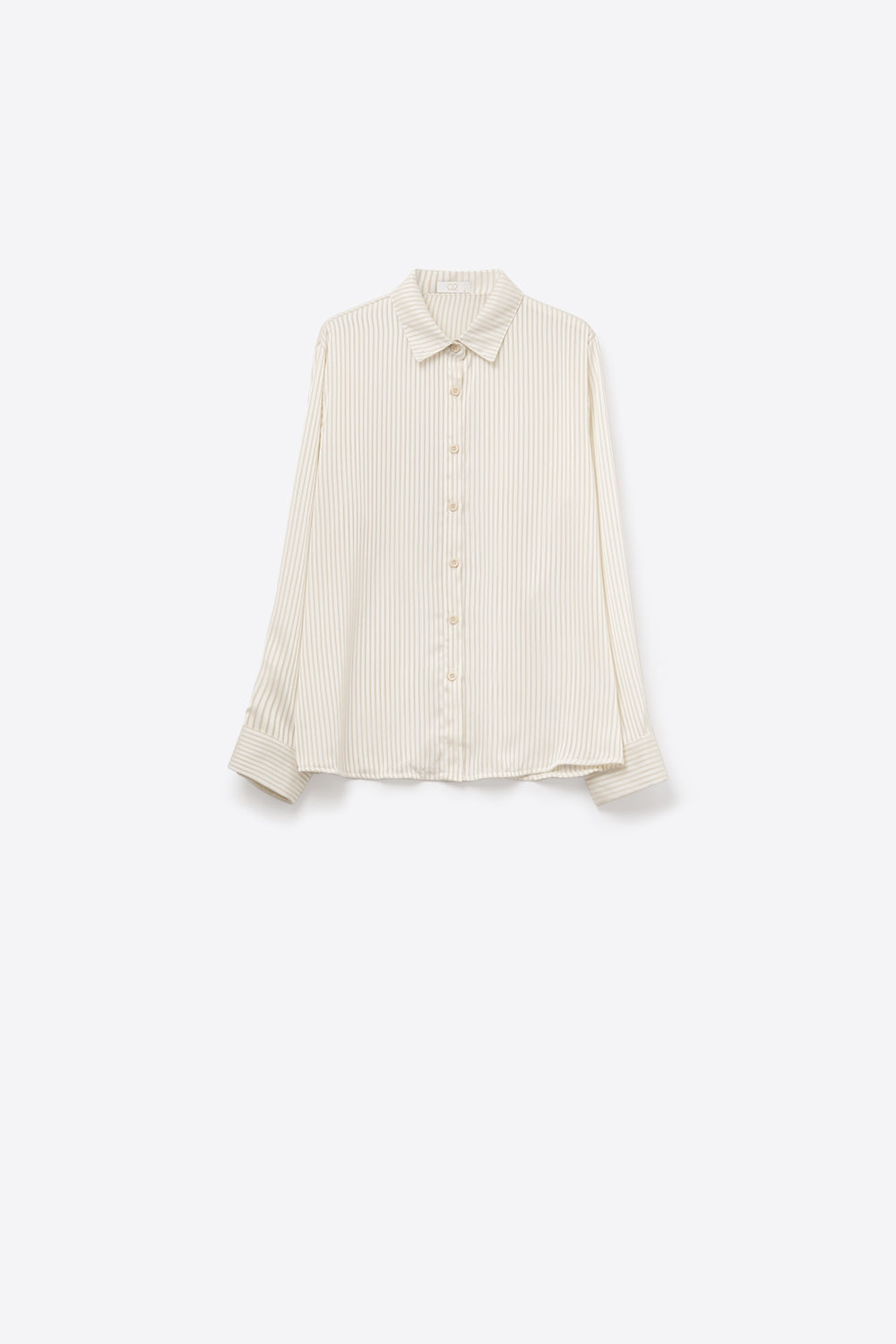 Chemise en satin à rayures beige en tissu doux