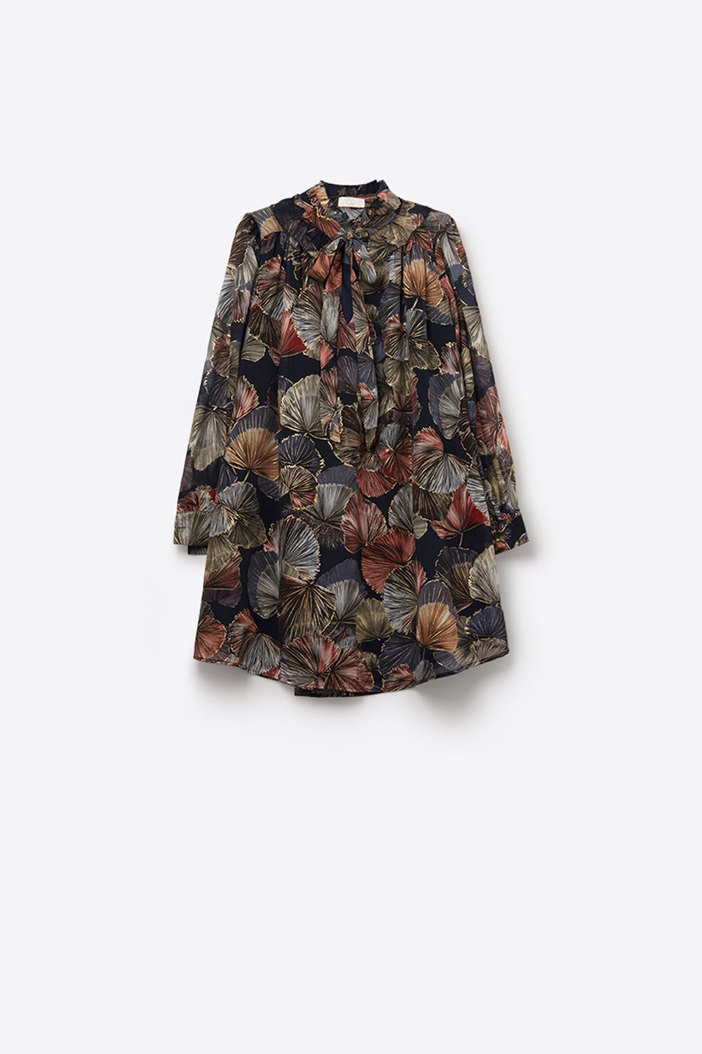 Robe élégante à col cravate et ligne A florale