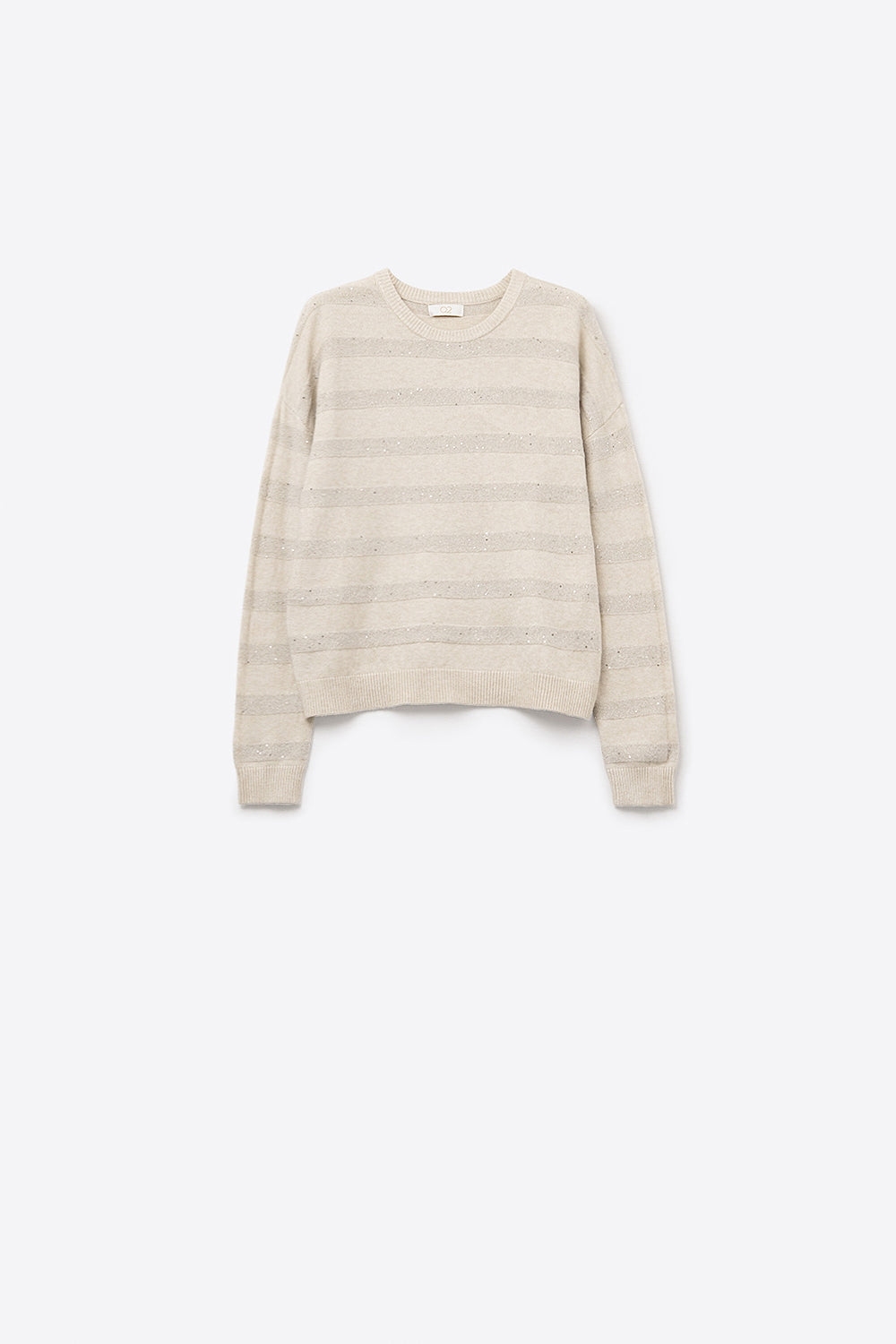 Pull en tricot rayé crème avec paillettes