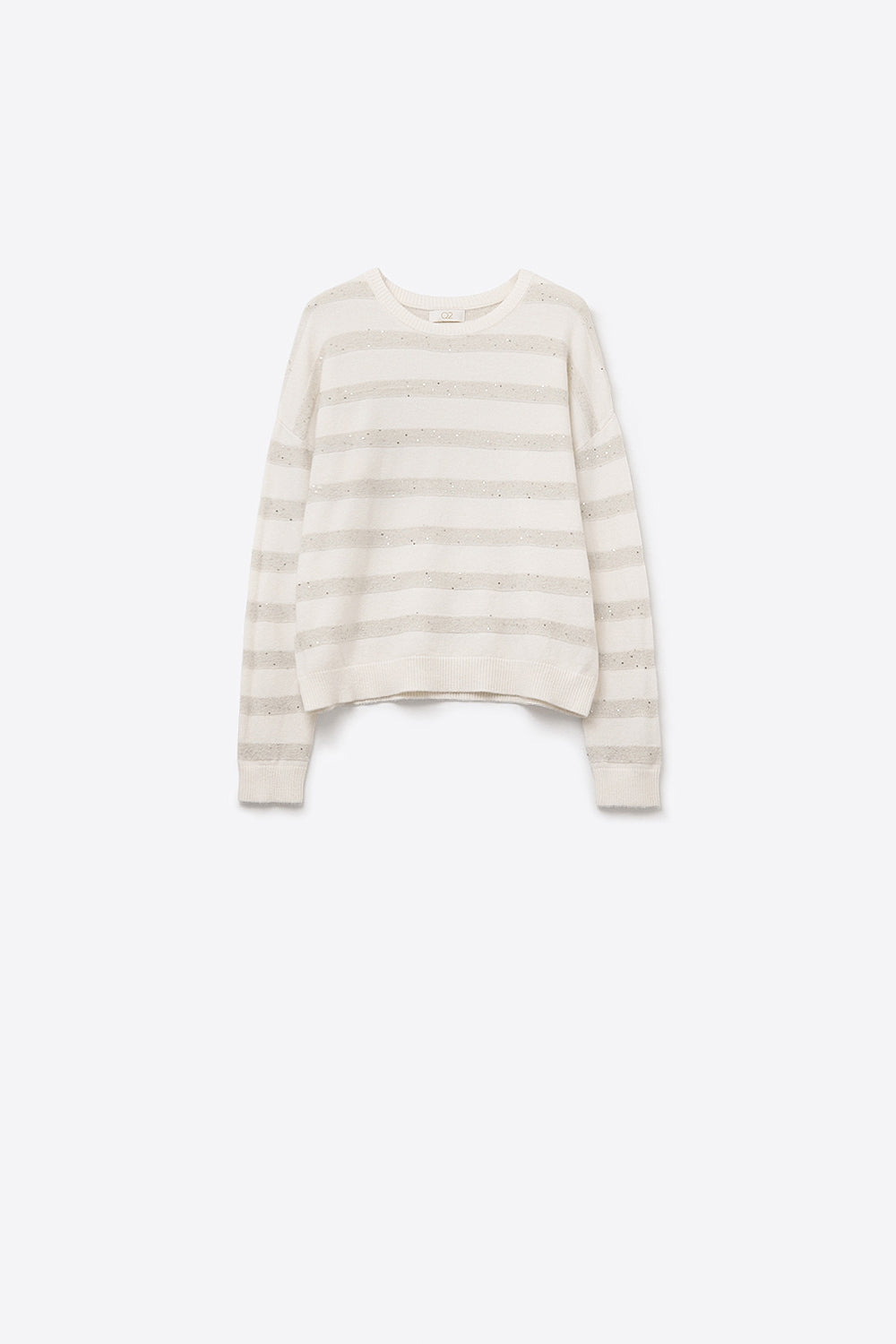Pull en tricot rayé blanc avec paillettes