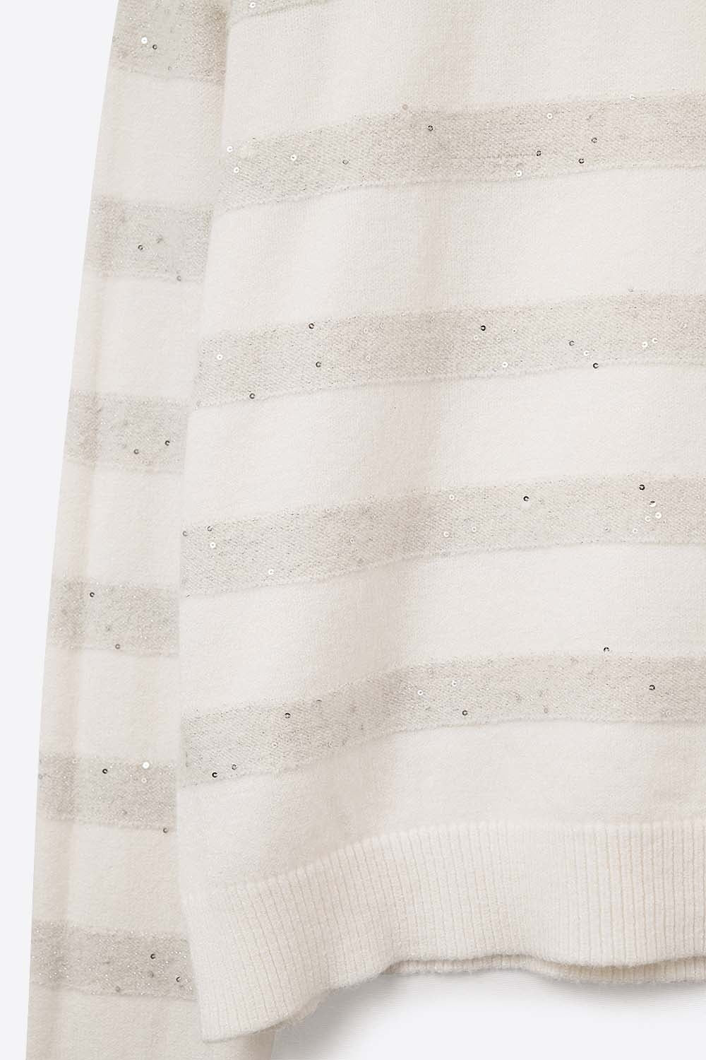 Pull en tricot rayé blanc avec paillettes