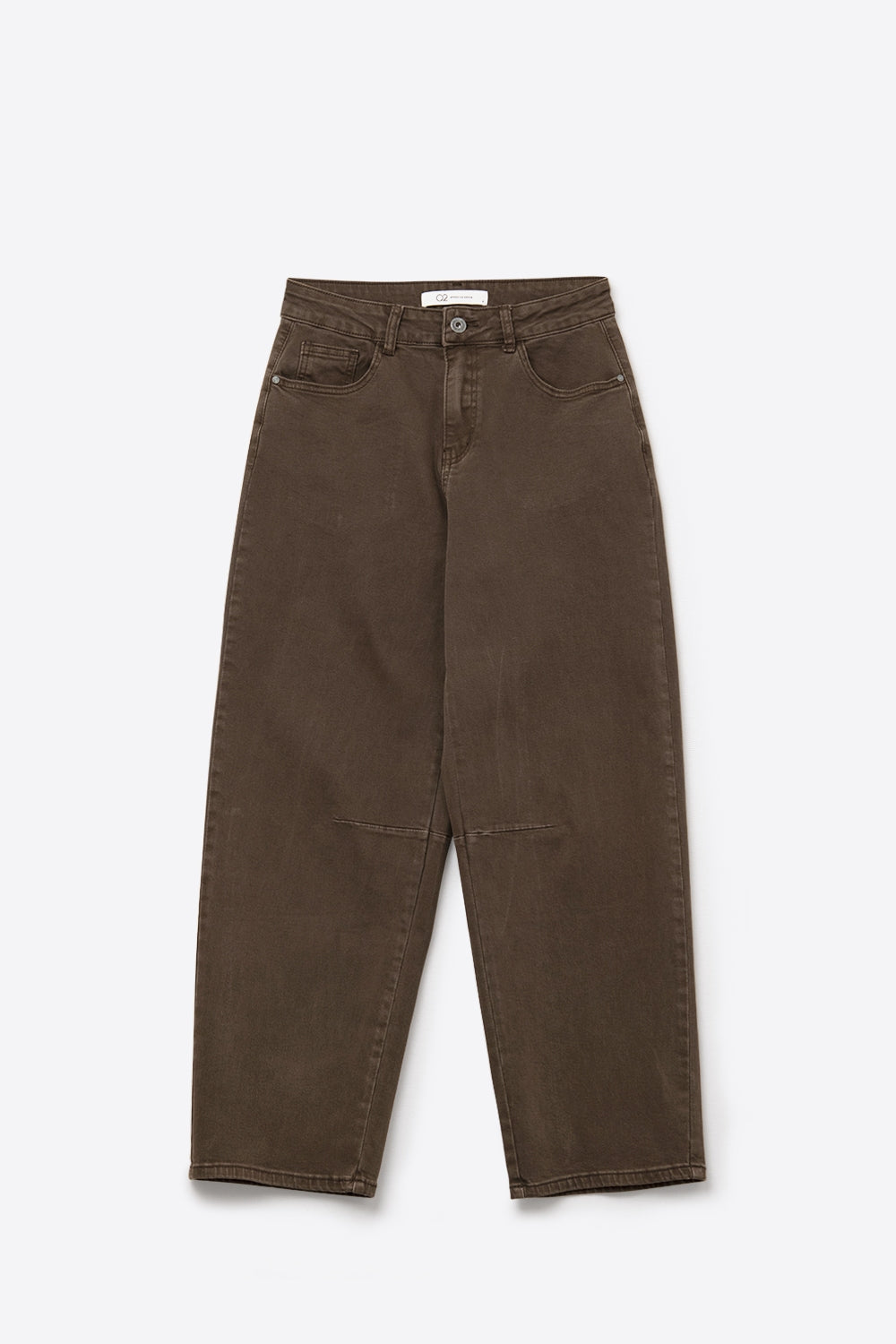 Jean stretch confortable avec jambe en tonneau en marron