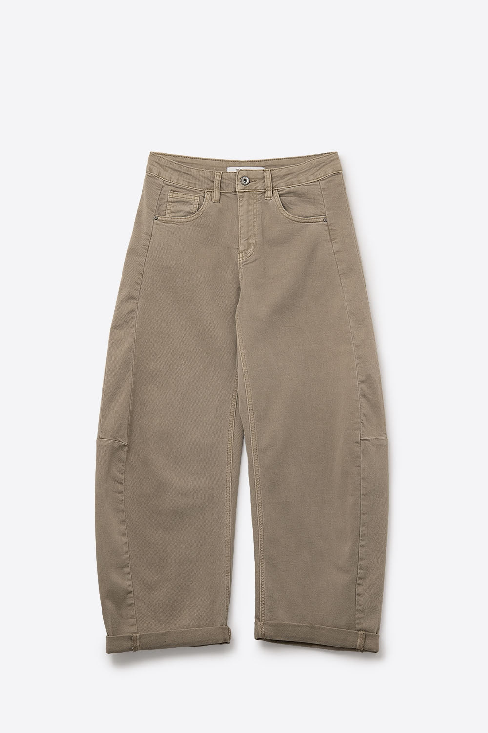Jean ballon Barrel beige tendance avec poches