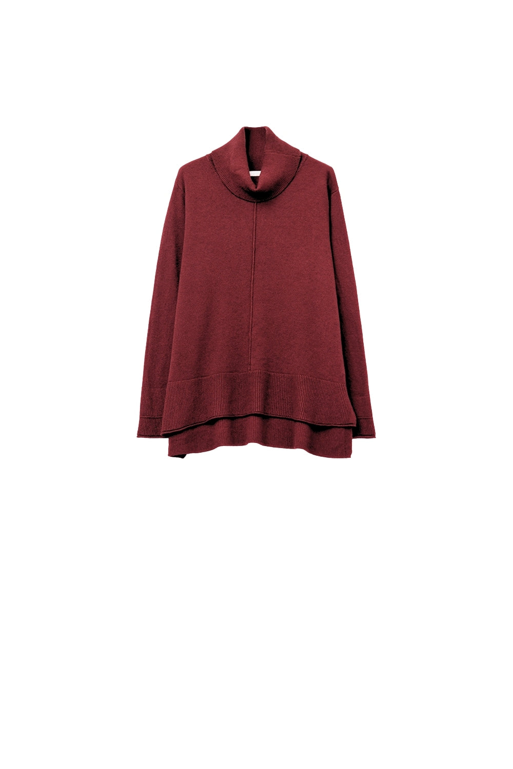 Pull ample bordeaux à dos ouvert