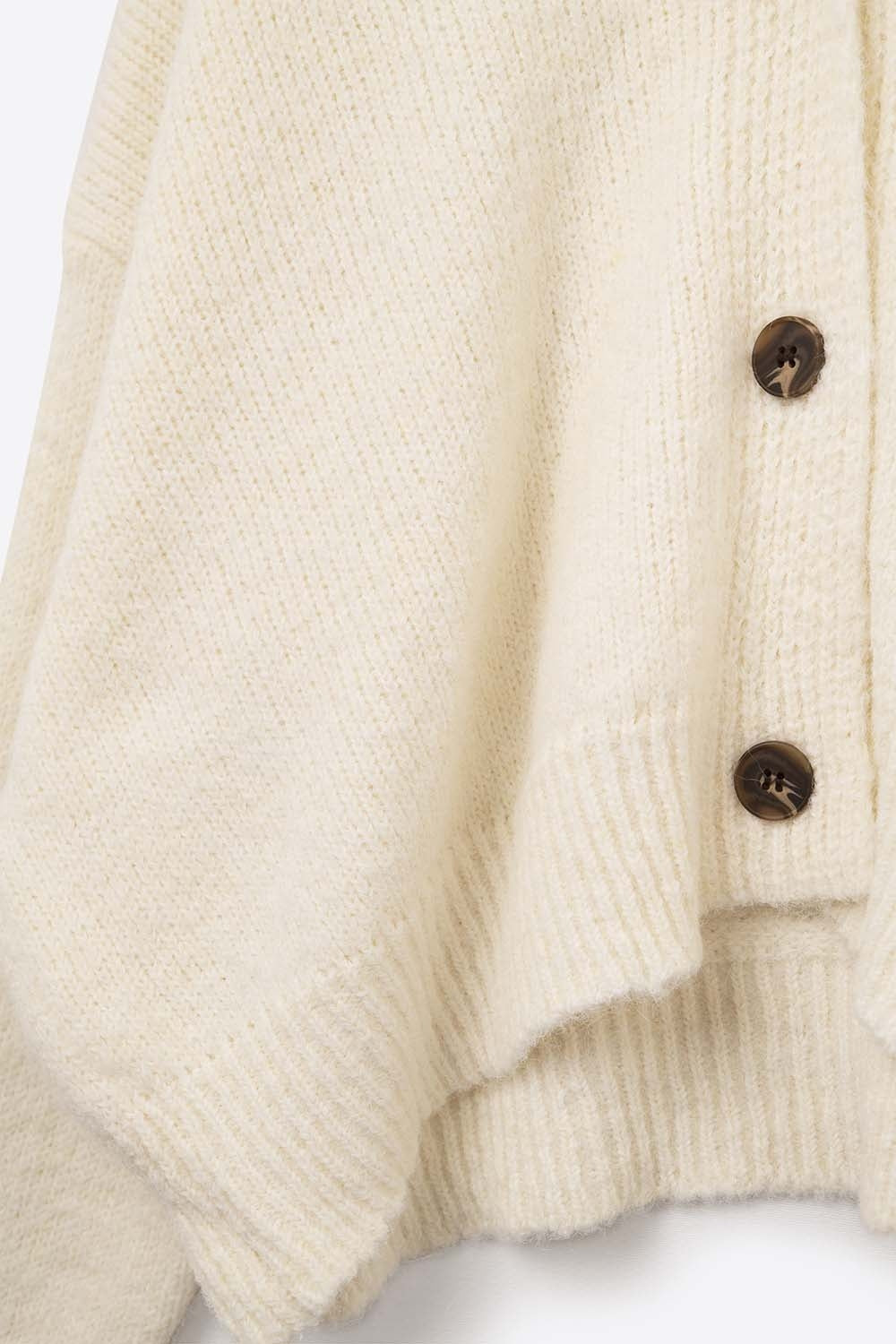 Cardigan boutonné Basic Cream à col en V