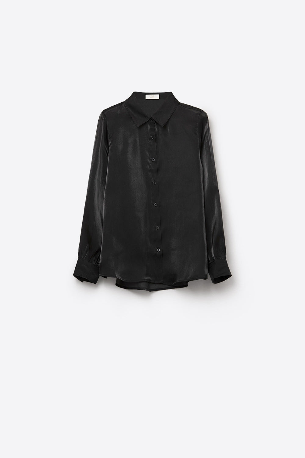 Chemise noire élégante en satin de soie