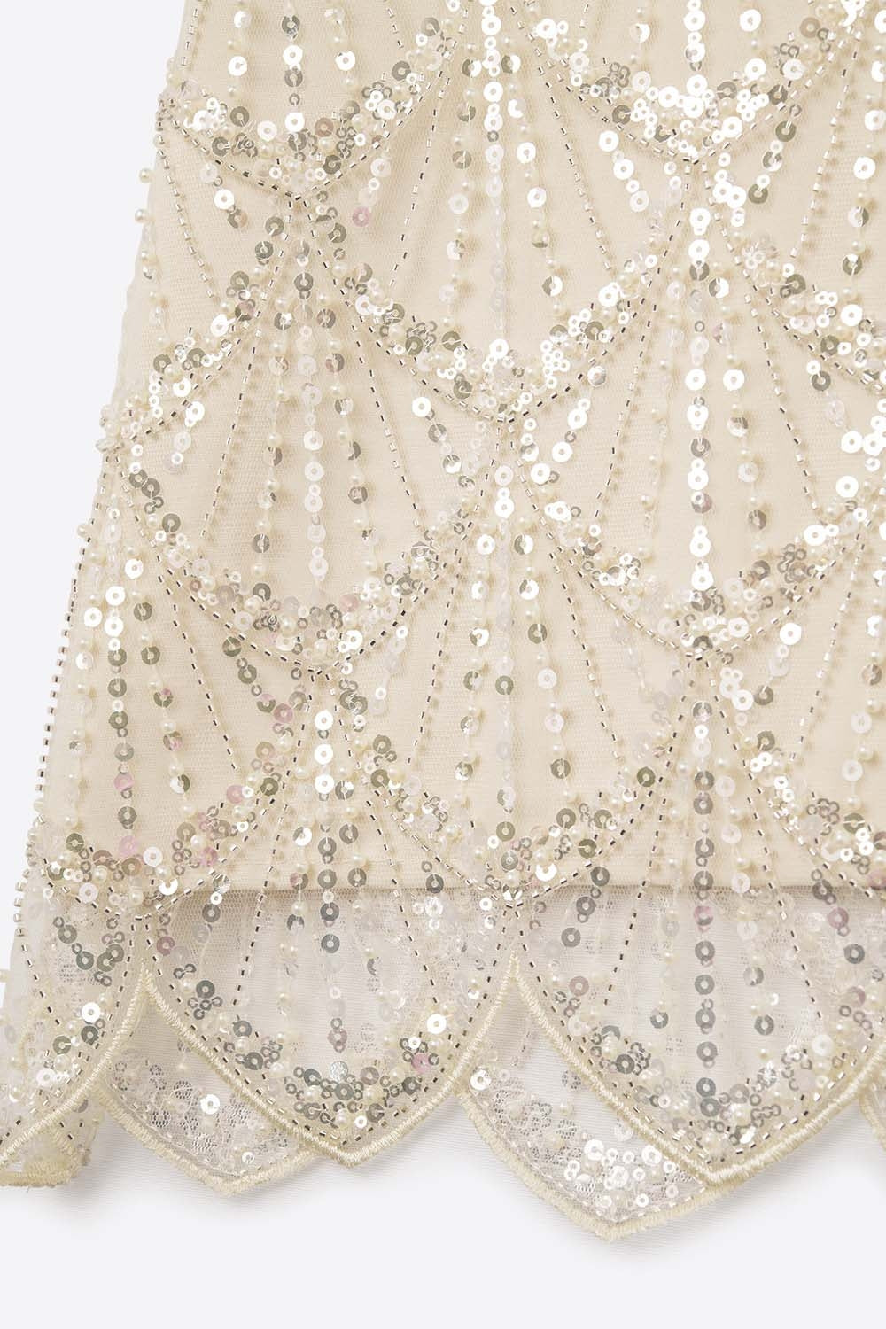 Chic Cream Sequin Cropped Top