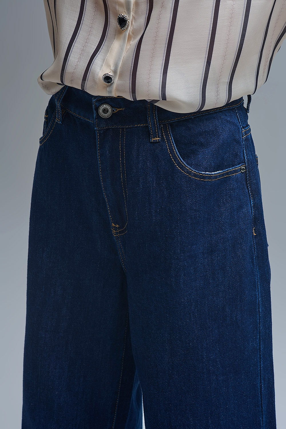 Jeans baggy à jambe droite bleu foncé tendance
