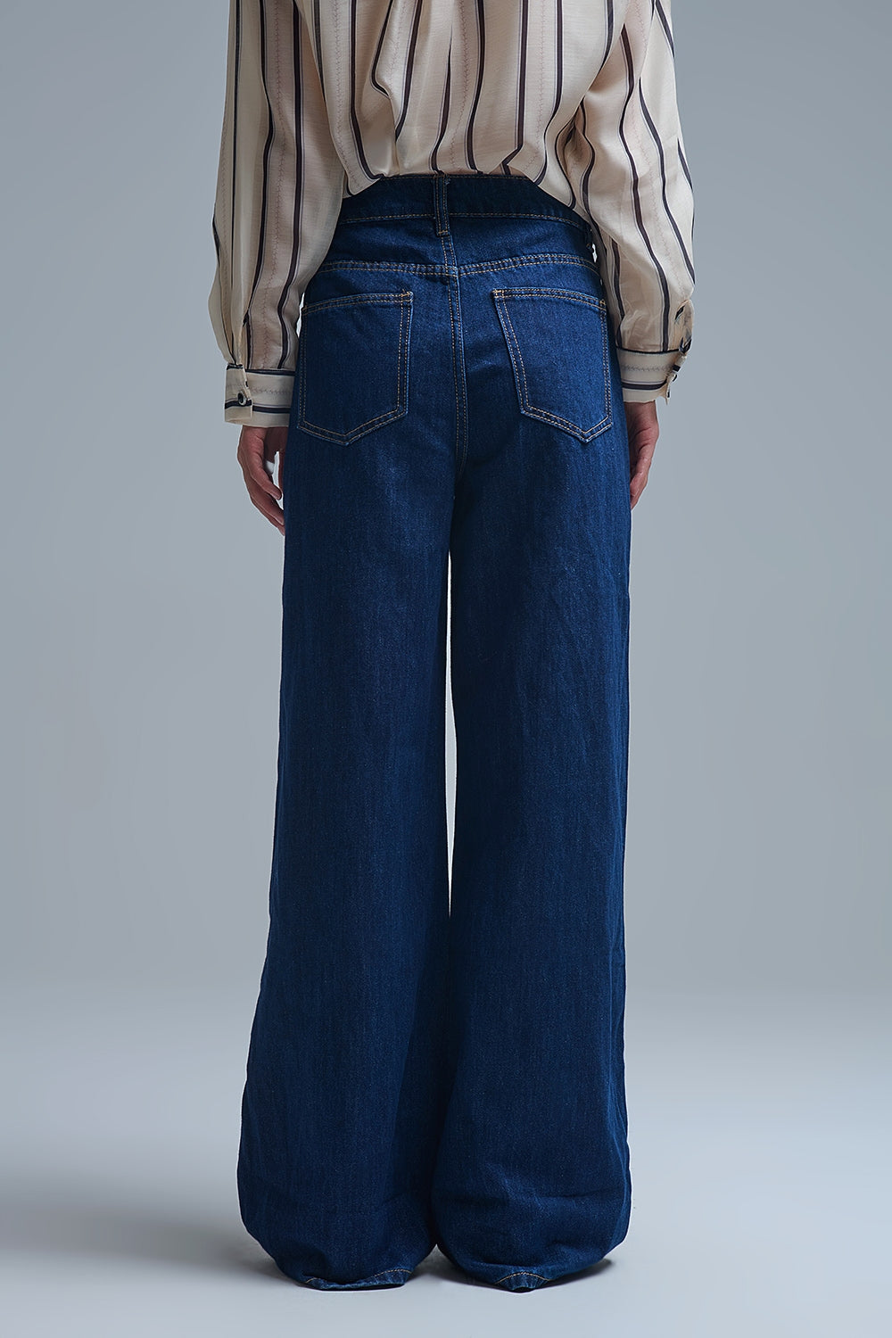 Jeans baggy à jambe droite bleu foncé tendance