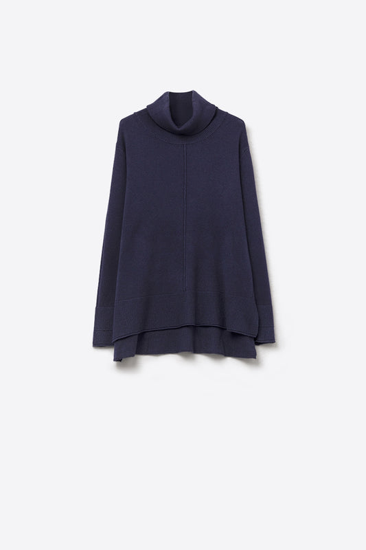 Pull oversize à col roulé en marine