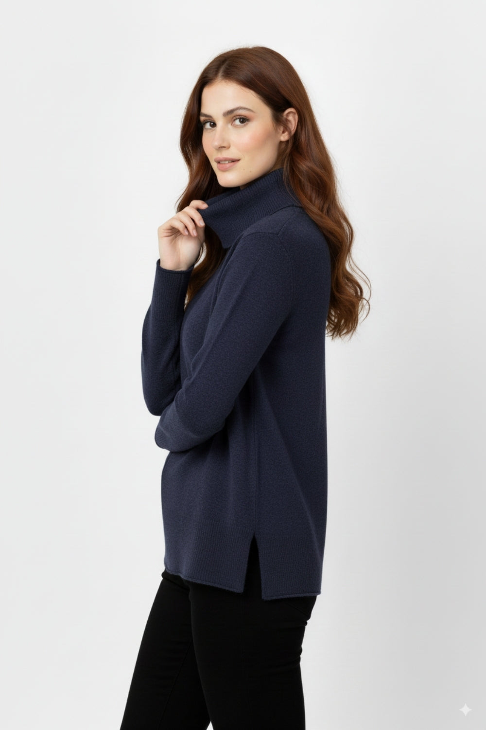 Pull oversize à col roulé en marine