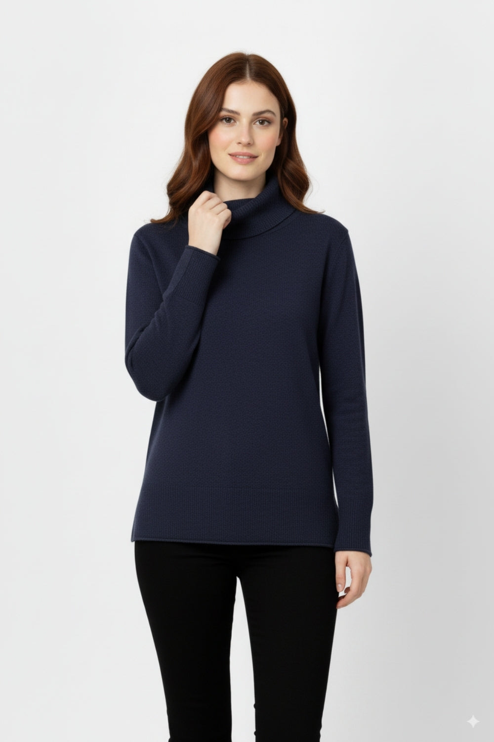 Pull oversize à col roulé en marine