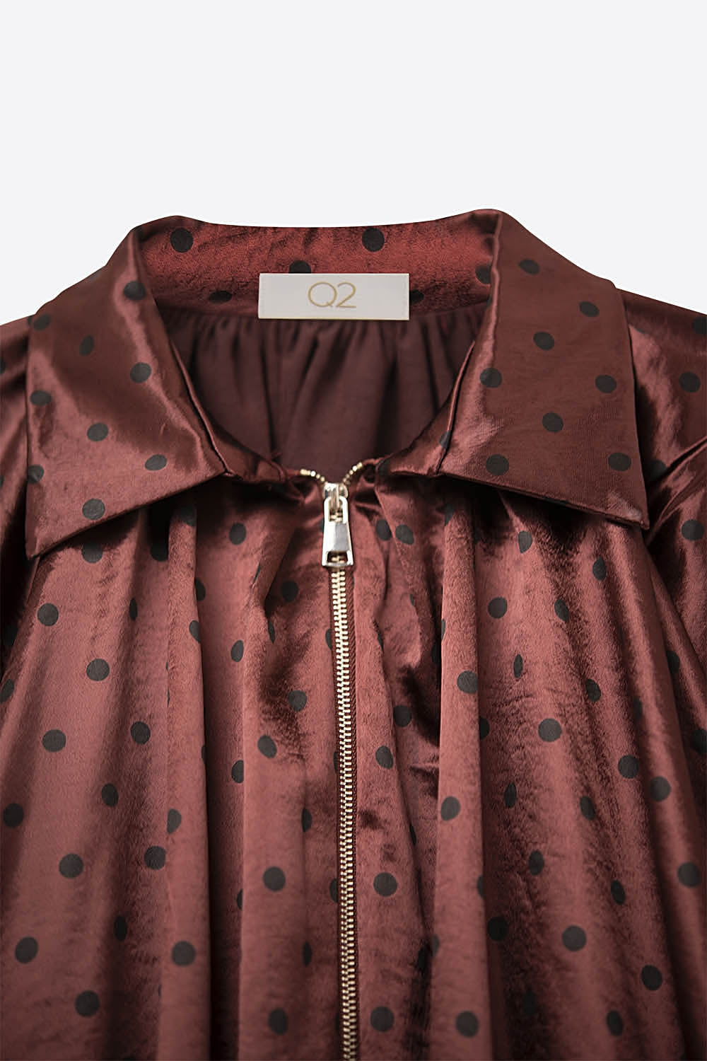 Veste bomber en satin à pois en bourgogne