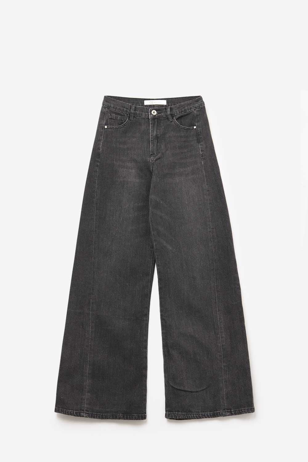 Jean noir délavé à jambes extra larges en denim lavé vintage