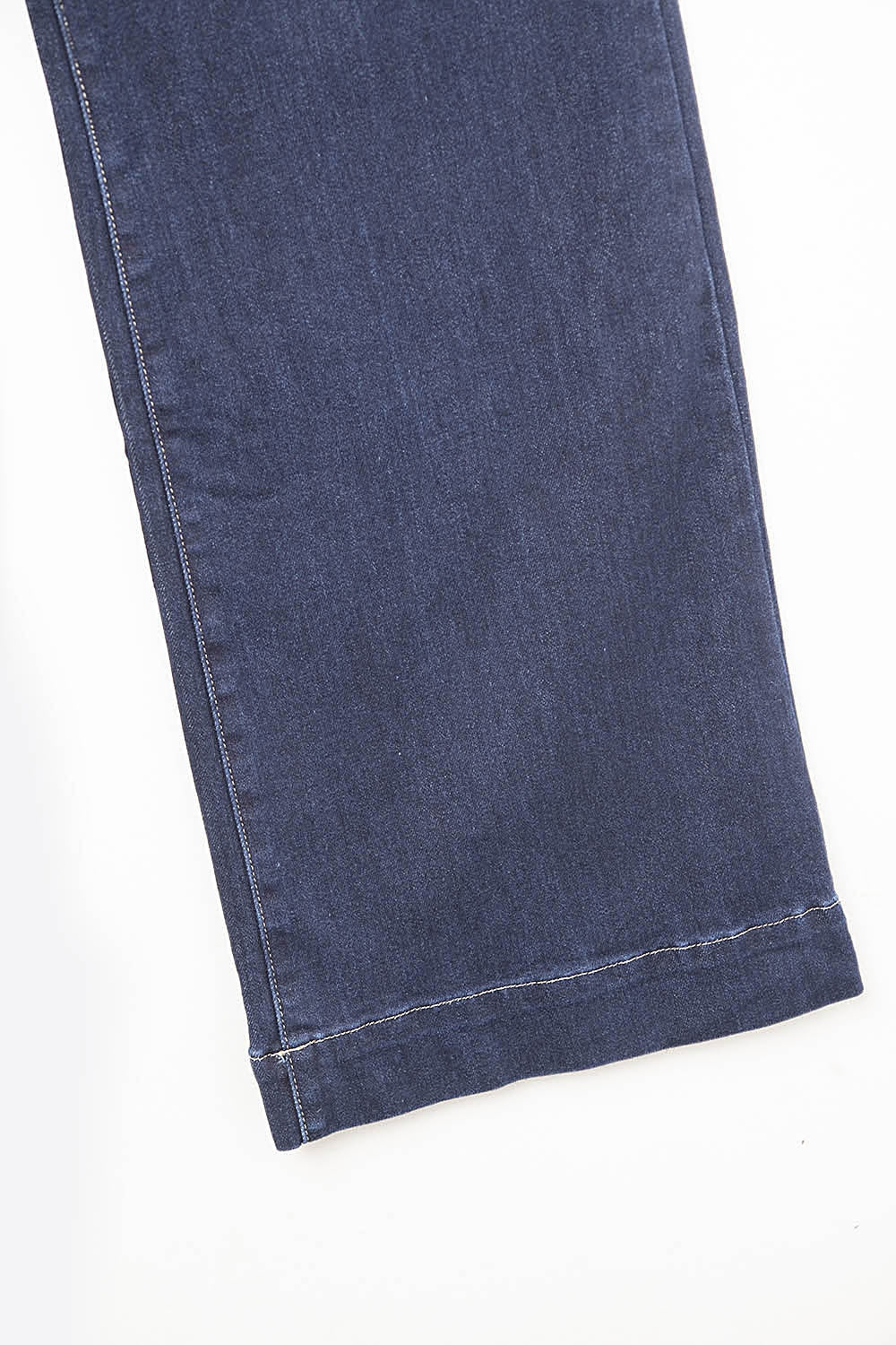 Jean à jambes larges taille haute en denim foncé avec surpiqûres contrastées