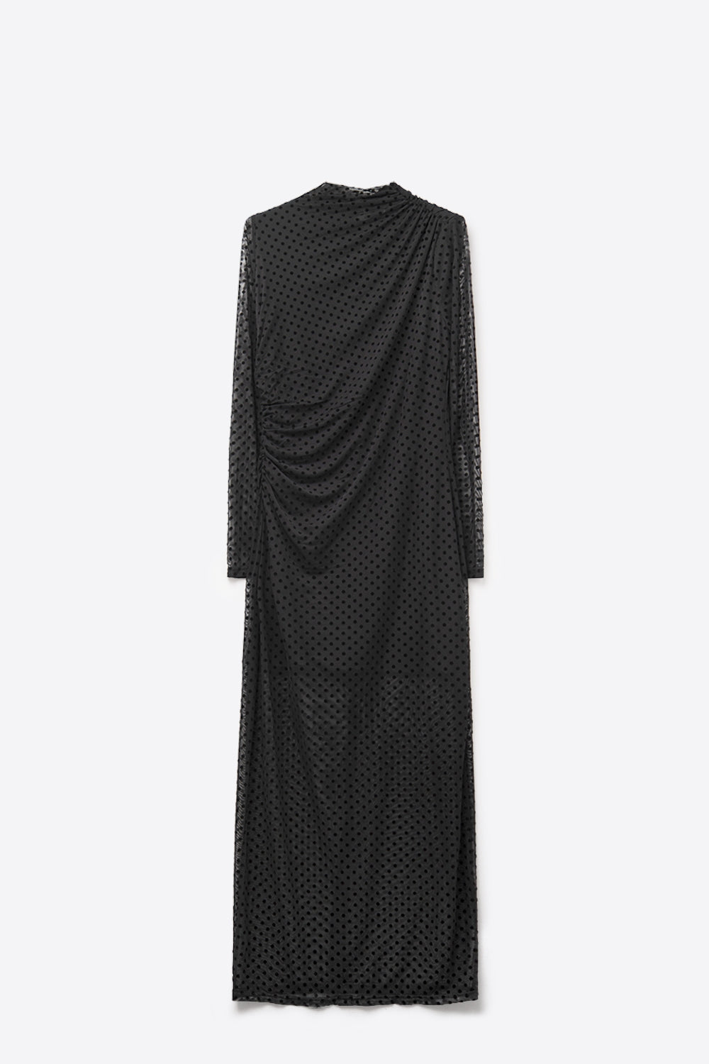Chic Black Sheer Polka Dot Midi Dress