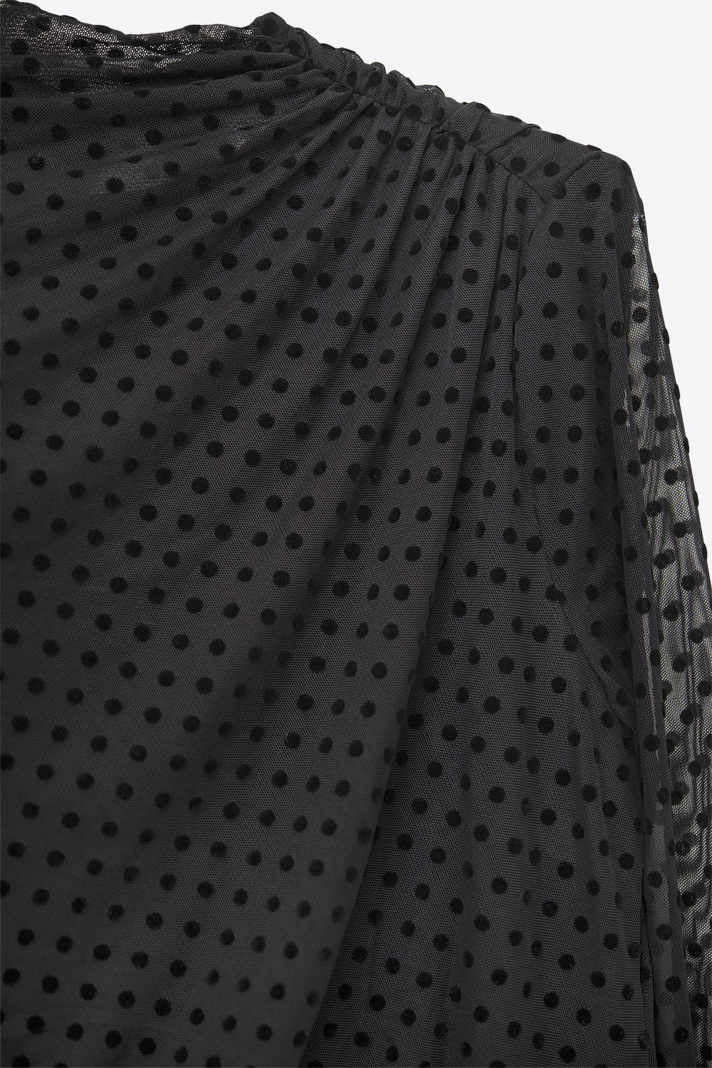 Chic Black Sheer Polka Dot Midi Dress