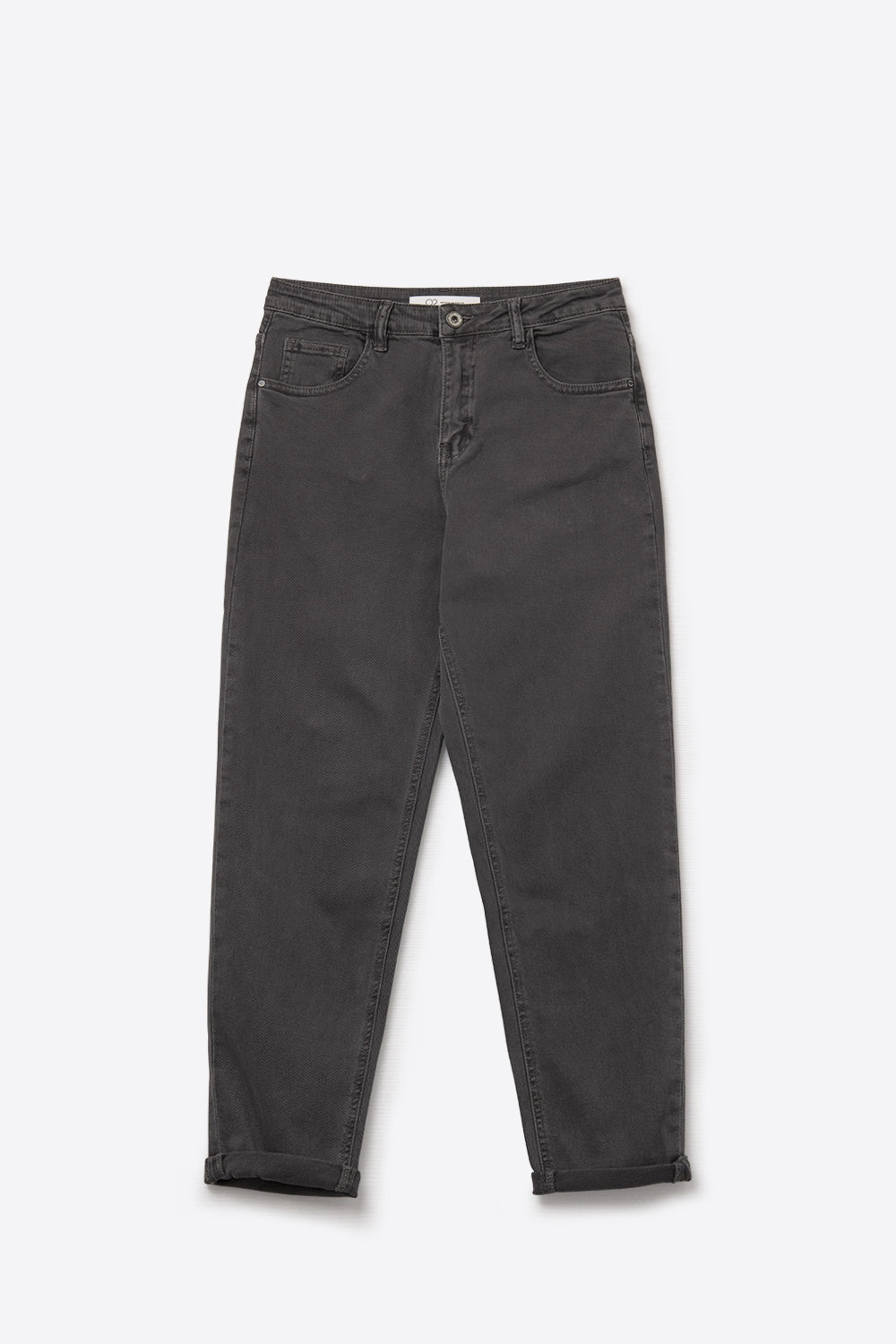 Jean slouchy à taille moyenne en coton gris foncé