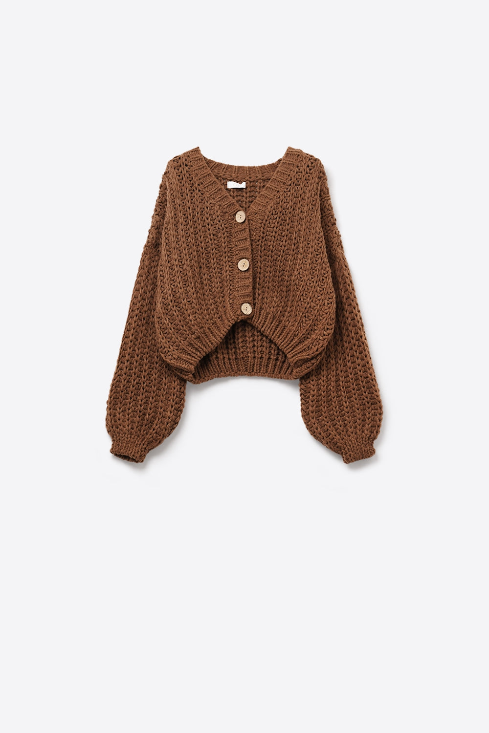 Gilet en grosse maille ajourée marron