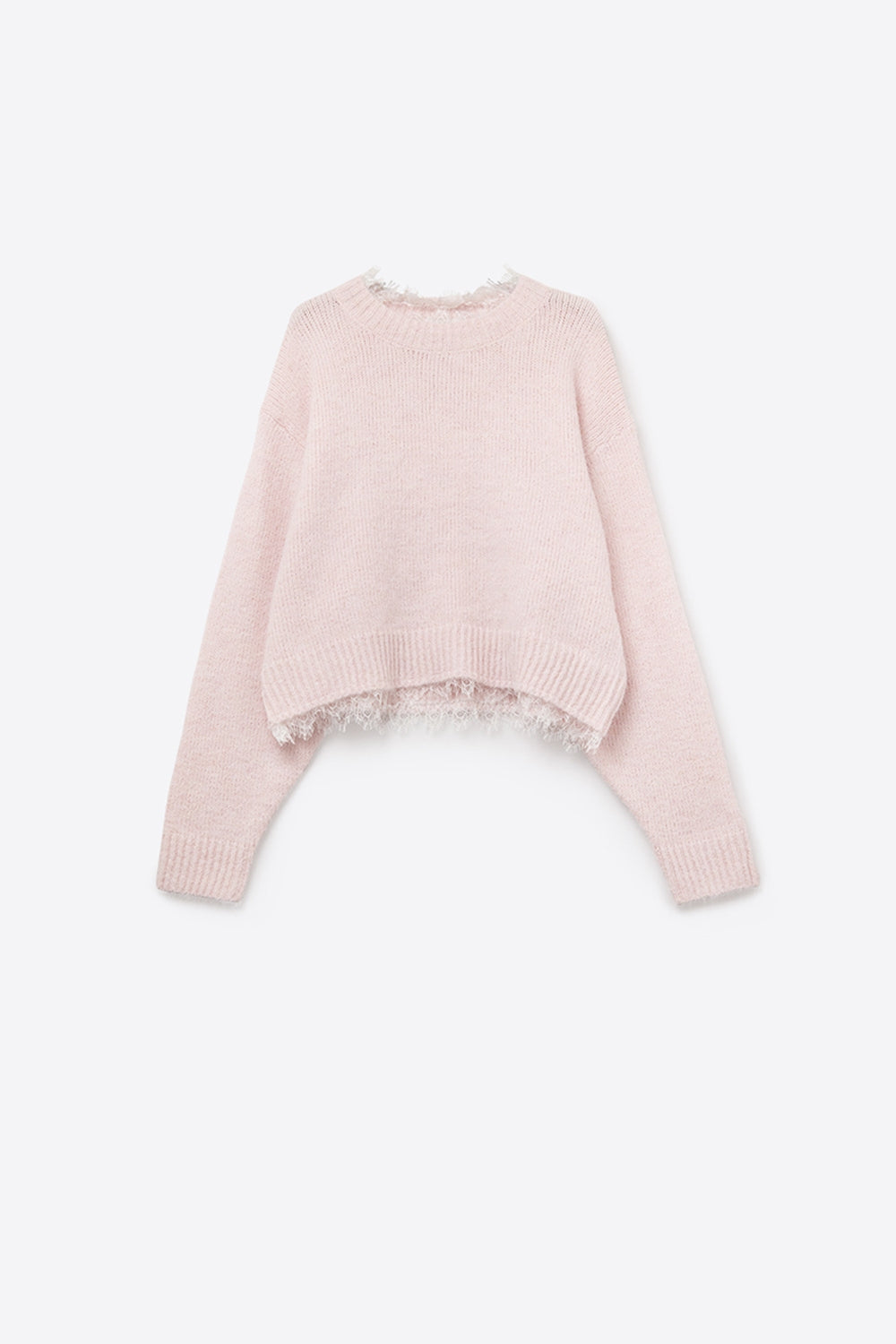 Pull rose décontracté avec détails en dentelle en rose