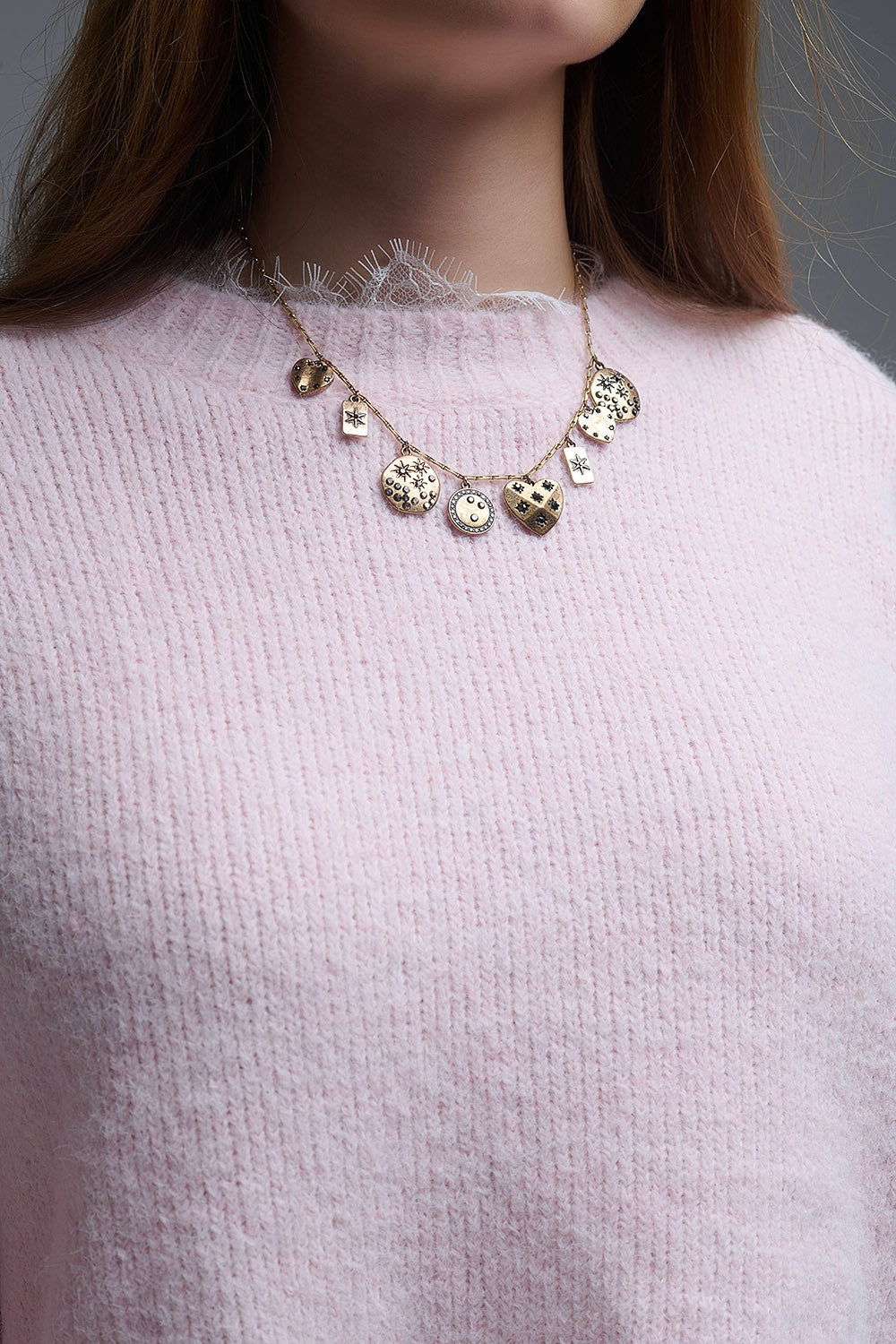 Pull rose décontracté avec détails en dentelle en rose
