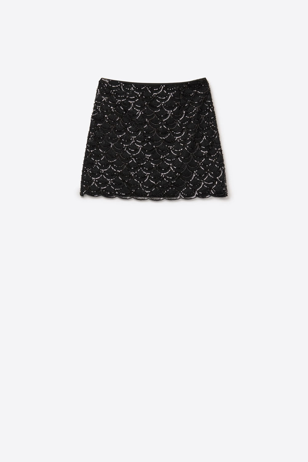 Minijupe à paillettes festonnées noire