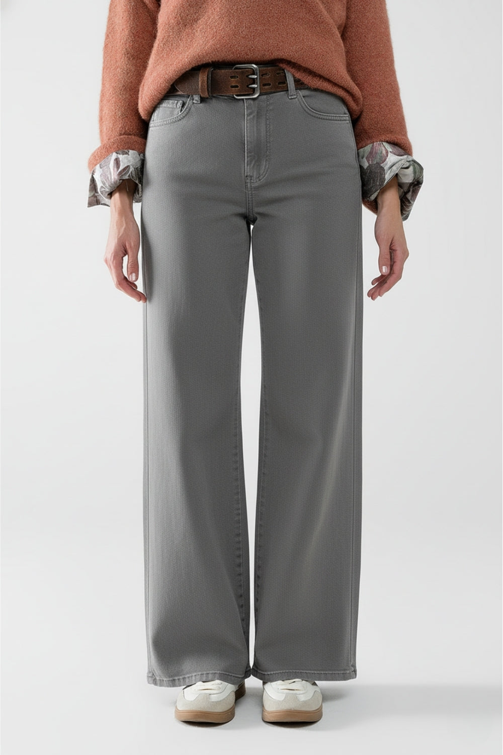 Pantalon à jambe extra-large en gris délavé