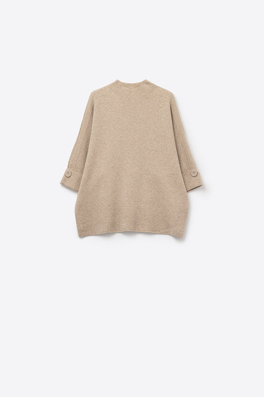 Chandail en tricot camel avec détails de boutons