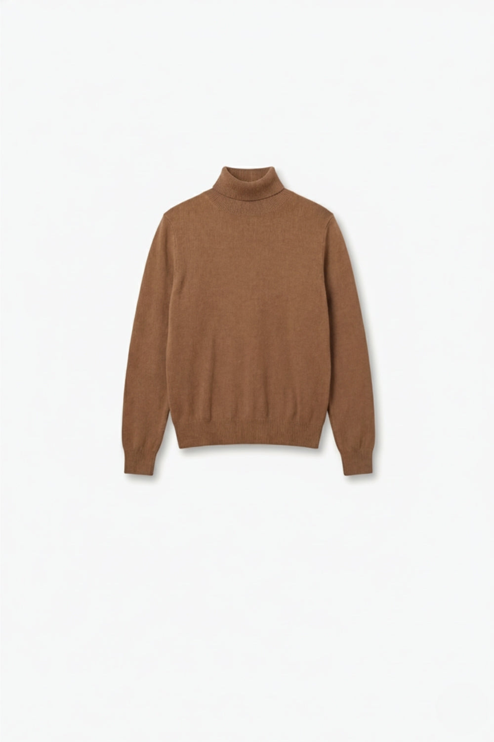 Pull à col roulé en laine mérinos coloris camel