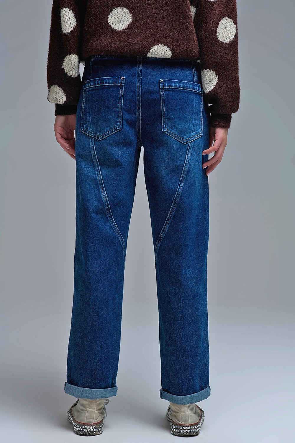 Jean jogger en denim à la coupe décontractée et à la taille à cordon de serrage